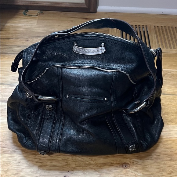 b. makowsky Handbags - B. Makowsky Black Pebbled Leather Large Slouchy Moto Hobo Bag